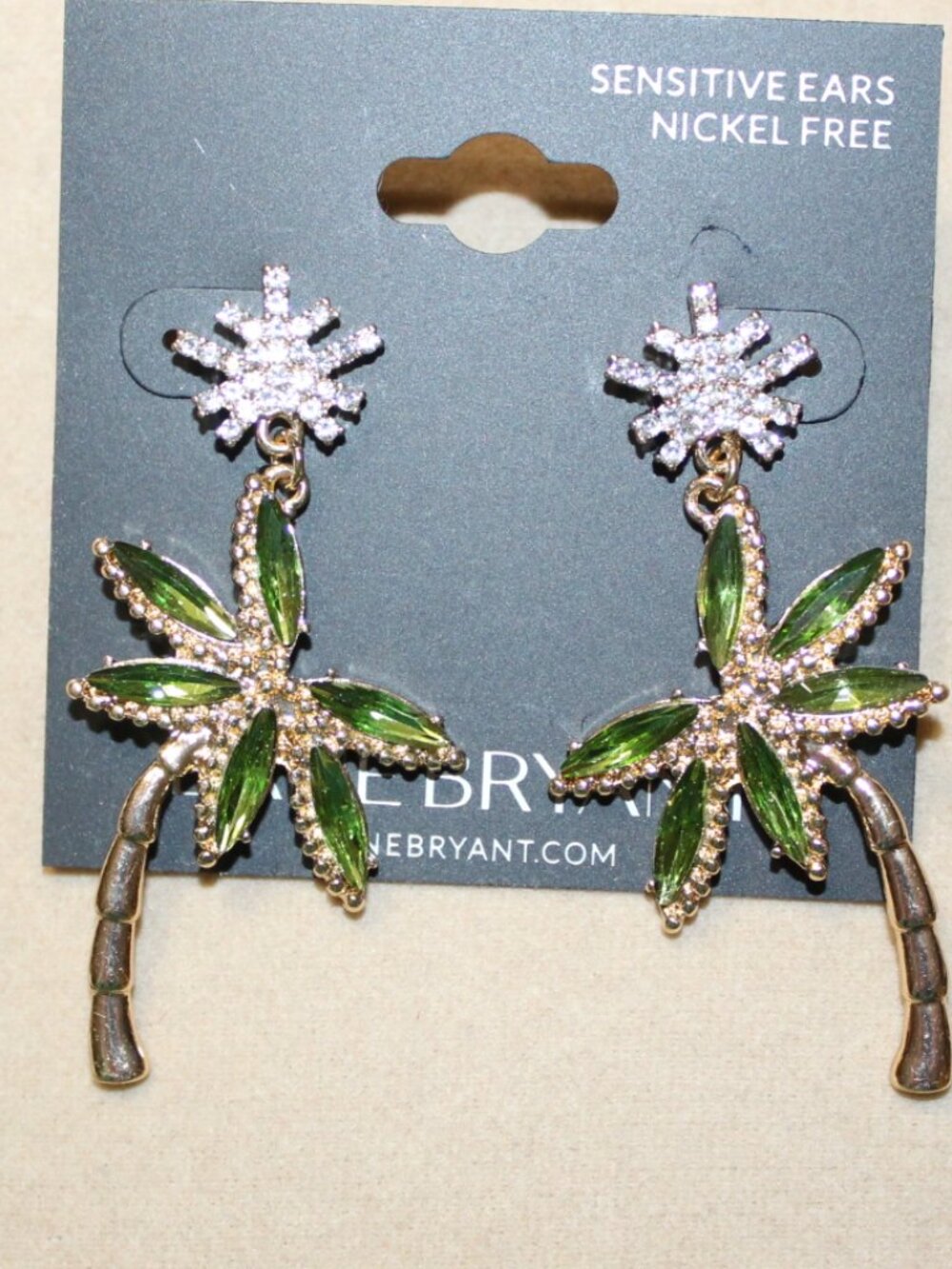 NWT Lane Bryant Rhinestone palm tree earrings   CUTE! NICE! - Picture 4 of 8